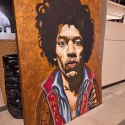 Obraz Ręcznie Malowany na Desce "Voodoo Child" - Jimi Hendrix 103 x 140 cm