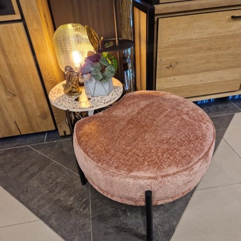 [R] Puf Ronda Różowy - Okrągły z Połyskiem i Wcięciem | Coco Maison