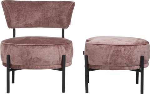 [R] Puf Ronda Różowy - Okrągły z Połyskiem i Wcięciem | Coco Maison