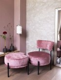 [R] Puf Ronda Różowy - Okrągły z Połyskiem i Wcięciem | Coco Maison