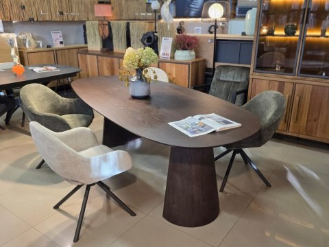 [R] Stół do jadalni TRENTON 240x110 cm, fornir dębowy, kolor Clay, organiczny kształt