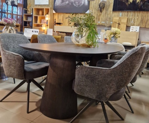 [R] Stół do jadalni TRENTON 240x110 cm, fornir dębowy, kolor Clay, organiczny kształt