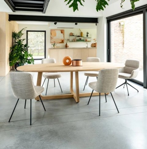 [R, od ręki] Stół Jadalniany Almora 270 cm - Lity Dąb Natural Sand (Lakier Platinum)