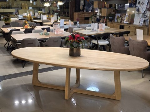 [R, od ręki] Stół Jadalniany Almora 270 cm - Lity Dąb Natural Sand (Lakier Platinum)