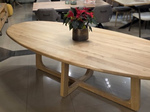 [R, od ręki] Stół Jadalniany Almora 270 cm - Lity Dąb Natural Sand (Lakier Platinum)