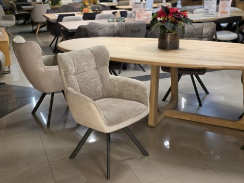 [R, od ręki] Stół Jadalniany Almora 270 cm - Lity Dąb Natural Sand (Lakier Platinum)