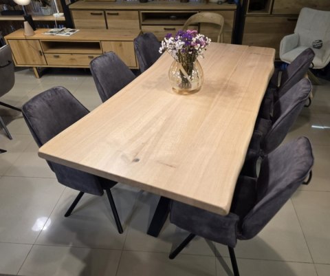 Stół Dębowy Vermont 200x100 cm - Lity Dąb 5 cm Live Edge | Noga Pająk