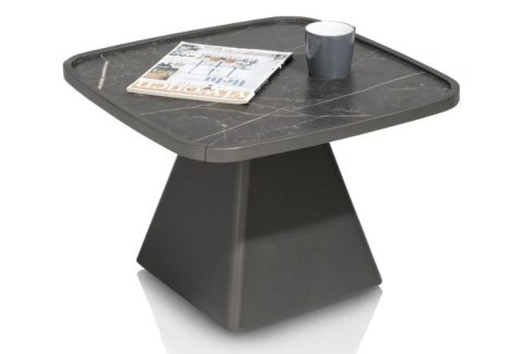 Stolik Kawowy Oskar 60x60 cm - Onyx Marmer HPL | Kolumna Grafit