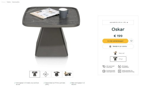 Stolik Kawowy Oskar 60x60 cm - Onyx Marmer HPL | Kolumna Grafit