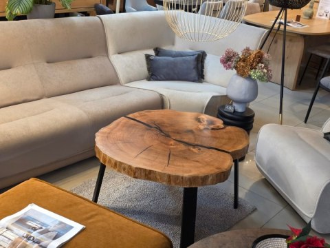 Stolik Kawowy z plastra dęby Massive Oak - Wielki Plaster Dębu w Żywicy (104x90 cm)