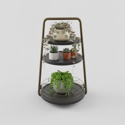 Stolik Pomocniczy / Patera James - 3-Poziomowy Metal i Drewno