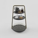 Stolik Pomocniczy / Patera James - 3-Poziomowy Metal i Drewno