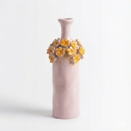 Wazon Dekoracyjny Flower Power 36 cm - Wysoki Różowy z Aplikacją 3D | Coco Maison