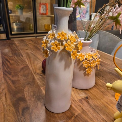 Wazon Dekoracyjny Flower Power 36 cm - Wysoki Różowy z Aplikacją 3D | Coco Maison