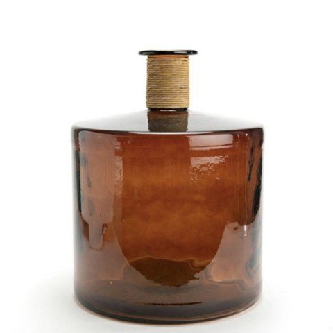 Wazon Szklany Diego 45 cm - Miedziany Recykling i Rafia | Coco Maison