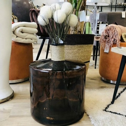 Wazon Szklany Diego 45 cm - Miedziany Recykling i Rafia | Coco Maison