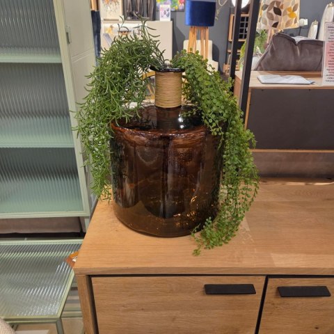 Wazon Szklany Diego 45 cm - Miedziany Recykling i Rafia | Coco Maison