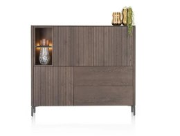 [K, od ręki] Wysoka komoda / Witryna TRENTON Xooon 153 cm, fornir dębowy, kolor Clay