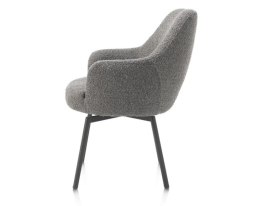 [na zamówienie] Fotel obrotowy Rocco z podłokietnikami, tkanina Brioni boucle kolor wątrobowy, nogi metal grafit