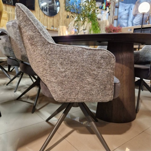 [na zamówienie] Happy@Home Fotel Jadalniany Obrotowy Brad (Antracyt, Mikrofibra Calabria & Szenila Enzo)