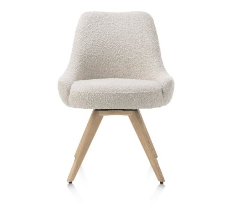 [na zamówienie] Krzesło obrotowe Rocco bez podłokietników, tkanina Brioni boucle kremowy, nogi metal grafit