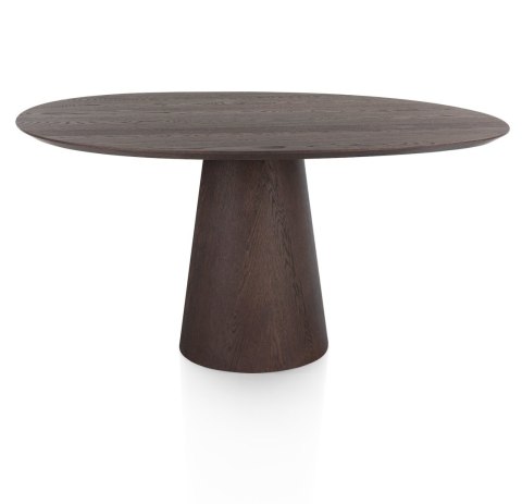 [na zamówienie] Stół do Jadalni TRENTON 150x120 cm, Fornir Dębowy Kolor Clay, Kształt Organiczny, Centralna Noga Stożkowa