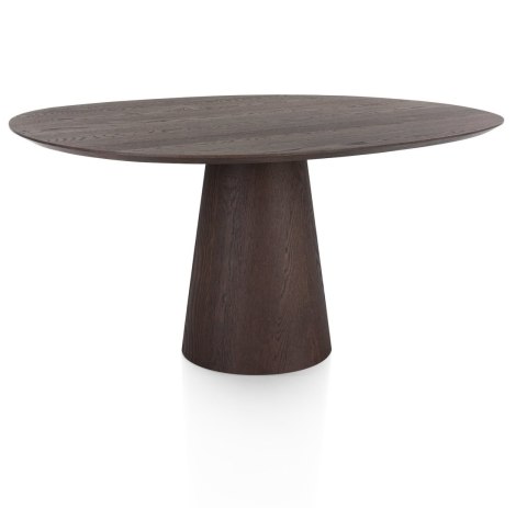 [na zamówienie] Stół do Jadalni TRENTON 150x120 cm, Fornir Dębowy Kolor Clay, Kształt Organiczny, Centralna Noga Stożkowa