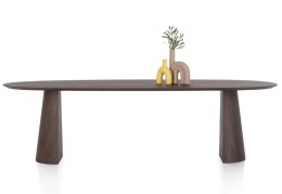 [na zamówienie] Stół do Jadalni TRENTON 270x120 cm, Fornir Dębowy Kolor Clay, Kształt Organiczny, Nogi Pół-Stożkowe (Montaż 2w1)