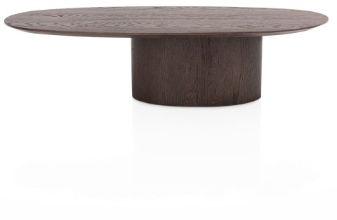 [na zamówienie] Stolik Kawowy TRENTON 80x51 cm, Fornir Dębowy Kolor Clay, Kształt Organiczny, Centralna Noga Stożkowa