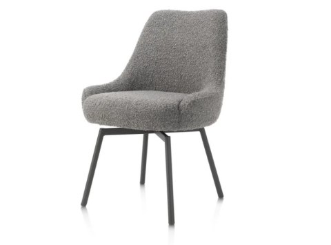 [na zamówienie]Krzesło obrotowe Rocco bez podłokietników, tkanina Brioni boucle kolor szary, nogi metal grafit