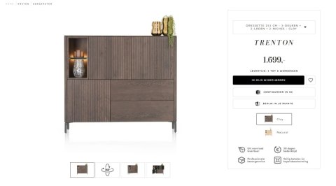 [na zamówienie]Wysoka komoda / Witryna TRENTON Xooon 153 cm, fornir dębowy, kolor Clay