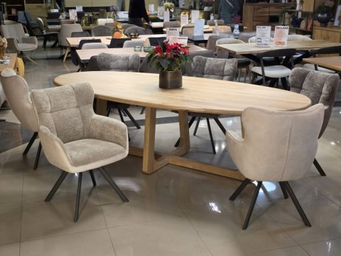 [od ręki] Krzesło Jadalniane Obrotowe Joah Habufa (4 Nóżki, Tapicerka Mikrofibra Calabria Champagne/Szenila Enzo)