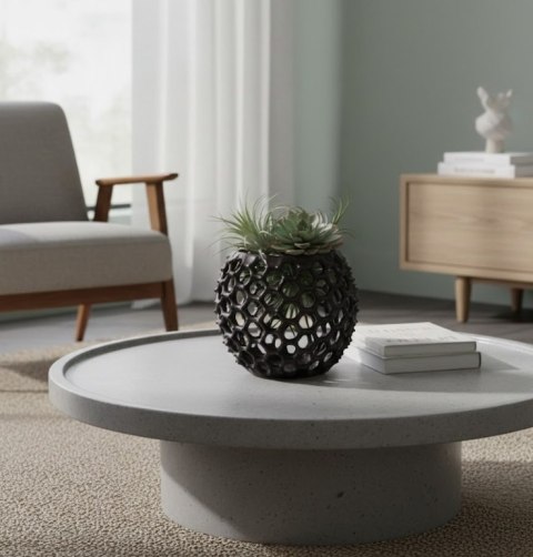 Ażurowa Osłonka Ceramiczna COCO maison Honeycomb - Szara, 21,5 cm