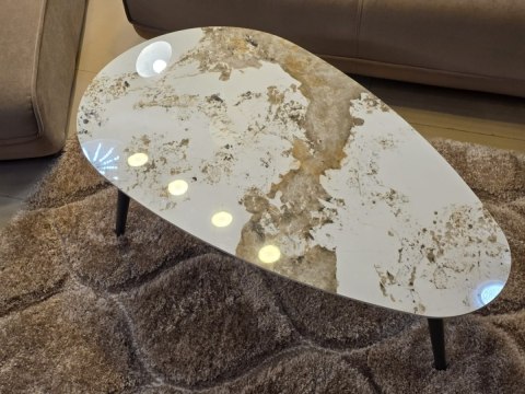 Designerski Stolik Kawowy ROMA 120 cm - Ceramika na Szkle Hartowanym | COCO maison