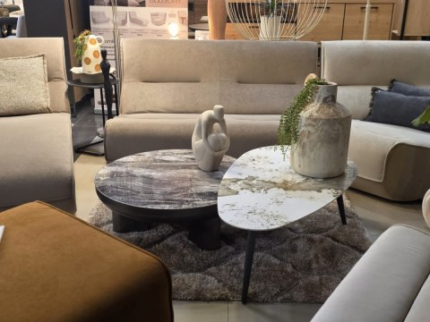 Designerski Stolik Kawowy ROMA 120 cm - Ceramika na Szkle Hartowanym | COCO maison