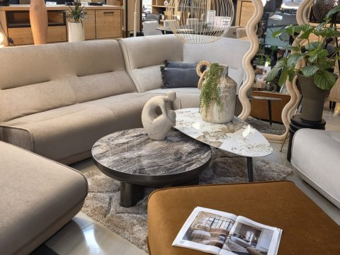 Designerski Stolik Kawowy ROMA 120 cm - Ceramika na Szkle Hartowanym | COCO maison