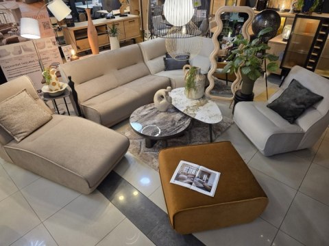 Designerskie Lustro Stojące Miro 160x60 cm - Beżowy Aksamit | COCOmaison