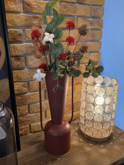 Industrialny Wazon Metalowy CORA 45 cm - Burgundowy Mat | COCO maison