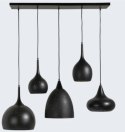 [K] Lampa Wisząca Arjen 5-Light - Czarno-Złoty Industrial, Regulowana Wysokość