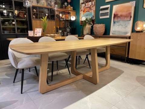 [K, od ręki] Stół Hybrydowy Arvada & Almora 250 cm - Lity Dąb | Lakier Platinum