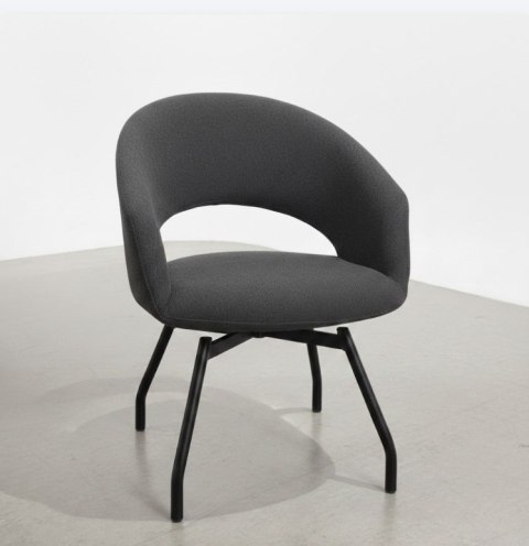 Krzesło Obrotowe Habufa Haamstede - Tkanina Szenilowa Livigno Antracyt/ Dwa warianty nogi do wyboru