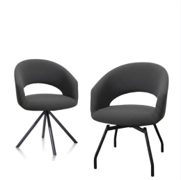 Krzesło Obrotowe Habufa Haamstede - Tkanina Szenilowa Livigno Antracyt/ Dwa warianty nogi do wyboru