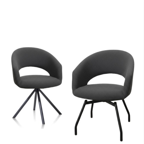 Krzesło Obrotowe Habufa Haamstede - Tkanina Szenilowa Livigno Antracyt/ Dwa warianty nogi do wyboru