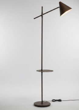 Lampa Podłogowa Daan 176 cm - Brązowa imitacja drewna, Marmurowa Podstawa, Stolik | COCO maison