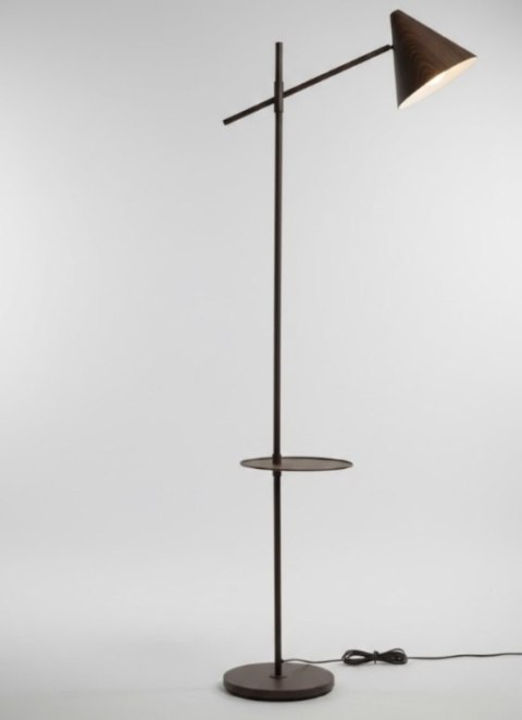 Lampa Podłogowa Daan 176 cm - Brązowa imitacja drewna, Marmurowa Podstawa, Stolik | COCO maison