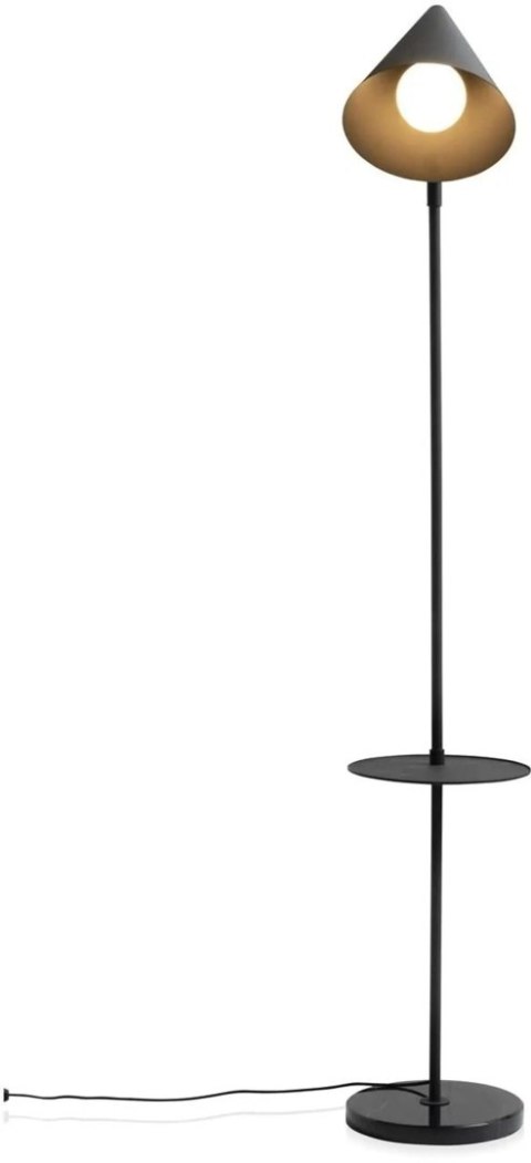 Lampa Podłogowa Daan 176 cm - Czarny Mat, Marmurowa Podstawa, Stolik | COCO maison