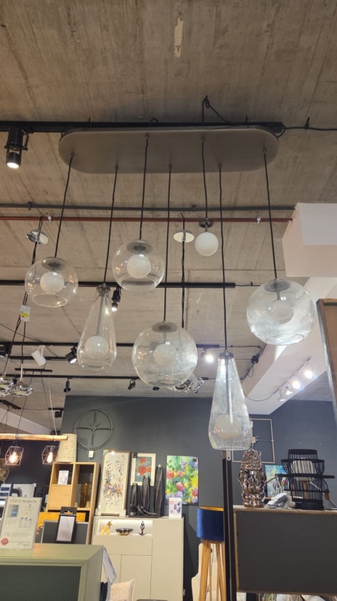 Nowoczesna Lampa Wisząca COCO maison Boris – 7 Punktów Świetlnych, Szara