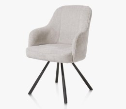 Obrotowy Fotel Eva Habufa - Tkanina Livigno, Rdzeń Sprężynowy, Kolor Kamyk (Pebble) jasnoszary