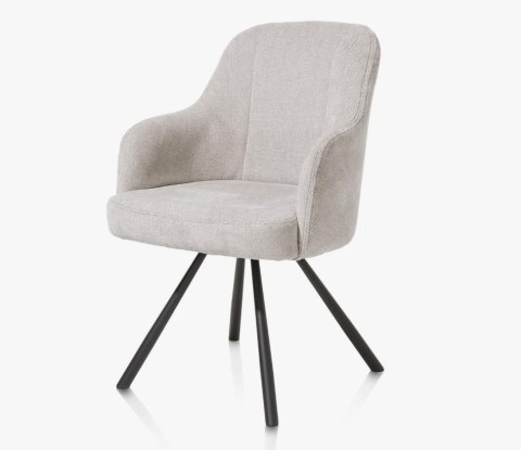 Obrotowy Fotel Eva Habufa - Tkanina Livigno, Rdzeń Sprężynowy, Kolor Kamyk (Pebble) jasnoszary