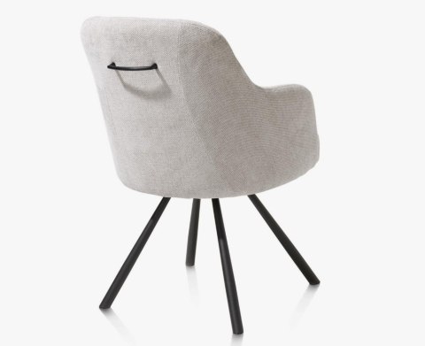 Obrotowy Fotel Eva Habufa - Tkanina Livigno, Rdzeń Sprężynowy, Kolor Kamyk (Pebble) jasnoszary